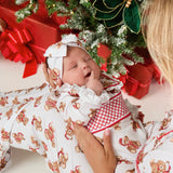 PRE-ORDER Baby Girls’ Christmas Teddy Bear Smocked Sleepsuit