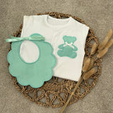 Girls Mint Billy Bear Handmade Sleepsuit & Bib Set