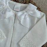 Baby Girls White Cardigan Two Satin Bows