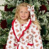 PRE-ORDER Personalised Girls’ Christmas Teddy Bear Frill Dressing Gown