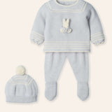 NEW SEASON Mac ilusion Boy's Grey 3D Rabbit Knitted 3 Piece - Newborn