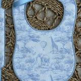 Baby's Safari Blue Handmade Bib & Dummy Clip