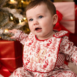 PRE ORDER Baby Boys Christmas Toile Print Quilted Bib