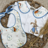 Boys Peter Rabbit Handmade Sleepsuit And Bib