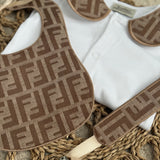 Baby’s Unisex Brown inspired Handmade Sleepsuit, Bib & Dummy Clip Set