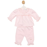 Girls Pink Mintini Scalloped Top with Collar & Matching Pants with Cuff