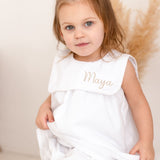 Personalised Girls White Seersucker Summer Dress & Knickers Set