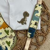 Personalised Dinosaur Baby Set – Sleepsuit, Handmade Bib & Dummy Clip