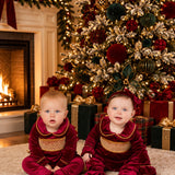 PRE-ORDER The Mayfair Collection Ruby Edition – Baby Boys’ Personalised Luxury Velvet Christmas Sleepsuit