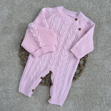 Baby Girl's Pink Spanish Knitted Romper With Hat - 6 Months
