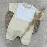 Personalised Baby Beige Romper - Classic Bib Romper