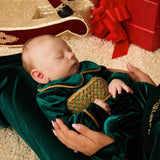 PRE-ORDER The Mayfair Collection Emerald Edition – Baby Boys’ Personalised Luxury Velvet Christmas Sleepsuit