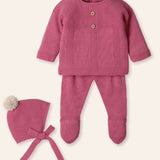 NEW SEASON Mac ilusion Unisex  Dusky Rose Knitted 3 Piece - 3 Month