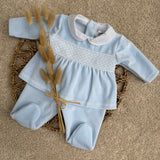 Baby Boy's Albert Blue & White Smocked 2 Piece