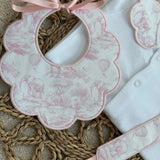 Girls Baby Pink Safari Print Handmade Sleepsuit, Dummy Clip & Bib Set