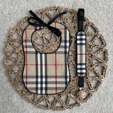 Baby's Checked inspired Burberry Bib & Dummy Clip Set