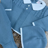Baby Boy's Blue Cable Spanish Knitted Outfit