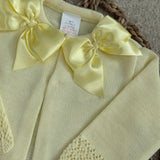 Baby Girls Lemon Cardigan Two Satin Bows