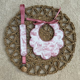 Baby's Safari Dusky Pink Scallop Handmade Bib & Dummy Clip