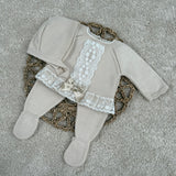Baby Girls Beige Lace Knitted 3 Piece
