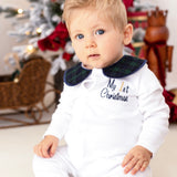Balmoral Tartan Baby Boys Sleepsuit and Handmade Bib Set