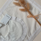 Granlei Spanish Lace Bib & Muslin Set – Ivory & white | Traditional Baby Gift