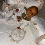 Perfect Little Thing Unisex Beige Bear Handmade Sleepsuit And Bib