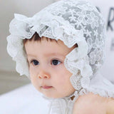 Baby Girls White Vintage Lace christening Bonnet