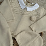 Baby Boy's Beige Pom Spanish Knitted Outfit
