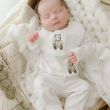 Luxury White Teddy Bear Baby Two Piece & Bib Gift Set