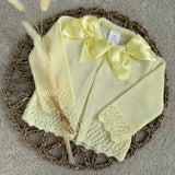 Baby Girls Lemon Cardigan Two Satin Bows