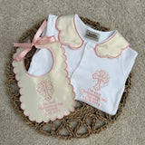Baby Girls Personalised Christening Day Baby grow and Bib
