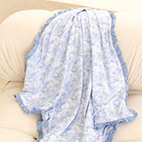 Girl's Frill Blue Safari Toile Print Blanket