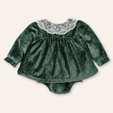 NEW SEASON Mac ilusion Girls Green Velour Dress & Knickers  - 3 Months