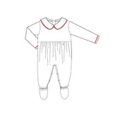 Baby Boy’s Christmas Personalised Sleepsuit With Red Bows