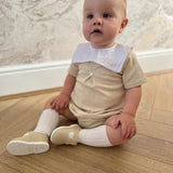 Boys Beige Collar Bib Summer Set