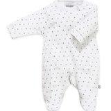 Premature Baby White Star Print Cotton Sleepsuit
