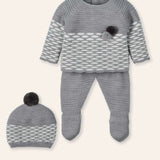 NEW SEASON Mac ilusion Boy's Grey Pom Knitted 3 Piece - Newborn