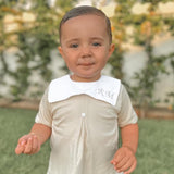 Boys Beige Collar Bib Summer Set