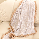 Girl's Frill Beige Safari Toile Print Blanket
