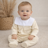 Baby Unisex Beige Cotton Bib Romper