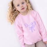 Girls Personalised Pink Bow Jumper