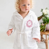 Personalised Baby Girls & Toddler White Hooded Dressing Gown