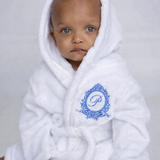 Personalised Baby Boys & Toddler white Hooded Dressing Gown