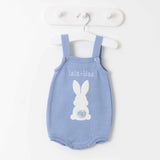 Dandelion Knitted Bunny Dungaree - Blue Bow