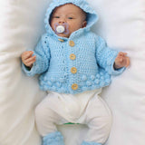 Perfect Little Thing - PRE ORDER Handmade Aran Puff Hoodie Crochet - Blue