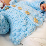 Perfect Little Thing - PRE ORDER Handmade Aran Puff Hoodie Crochet - Blue