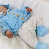 Perfect Little Thing - PRE ORDER Handmade Aran Puff Hoodie Crochet - Blue