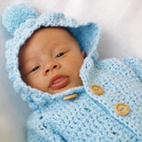 Perfect Little Thing - PRE ORDER Handmade Aran Puff Hoodie Crochet - Blue