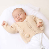 Spanish Knitwear Beige Cable Knitted Cardigan